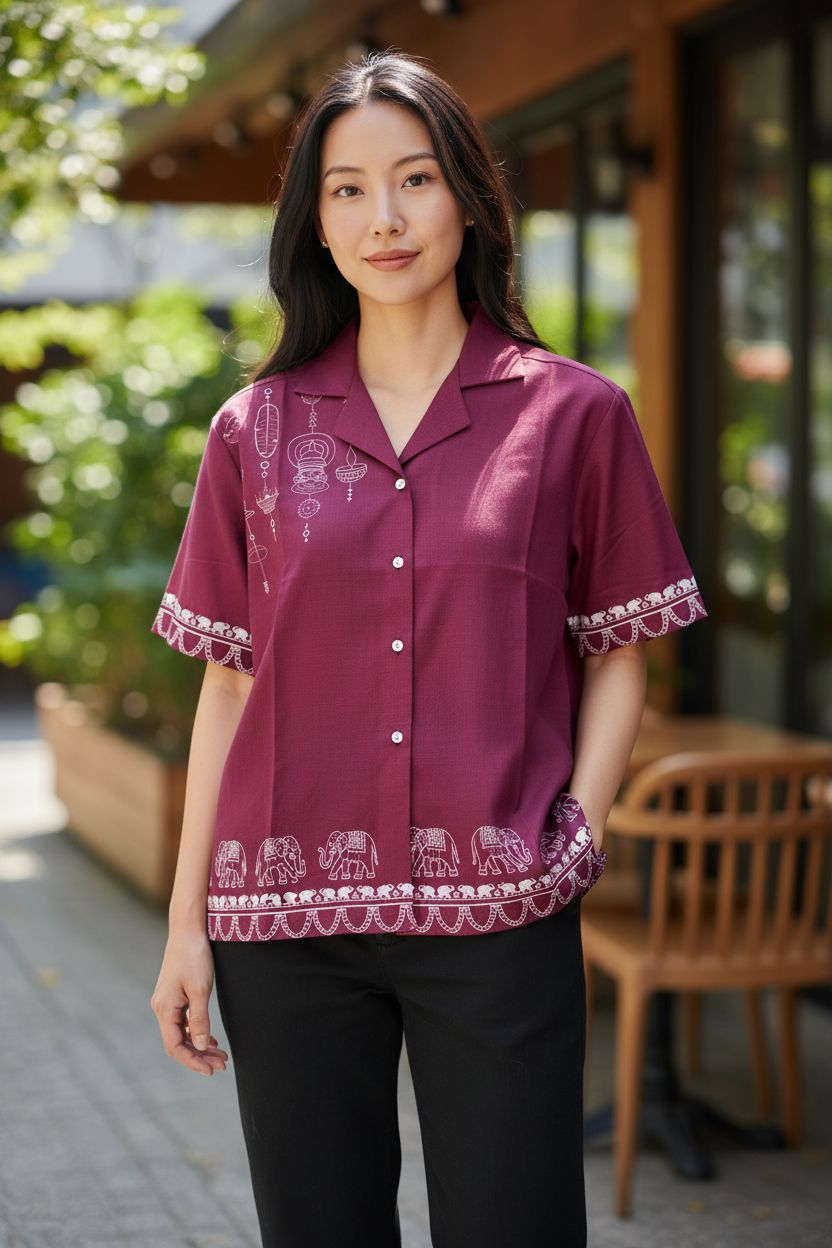 Luxury Ethnic Onam Elephant Print Sailor Shirt