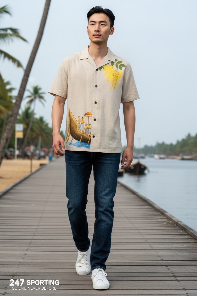 Luxury Ethnic Onam Konnapuvu Sailor Shirt