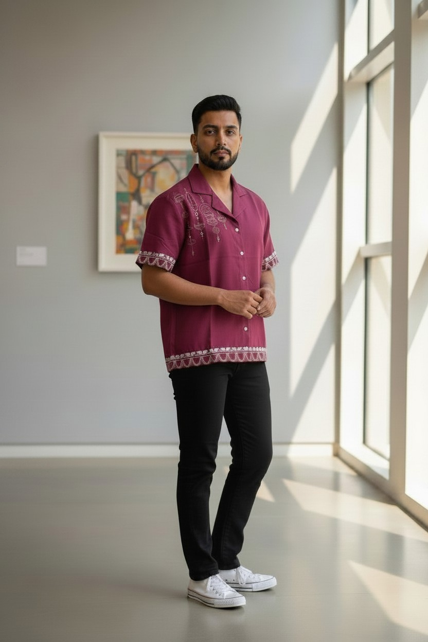 Luxury Ethnic Onam Elephant Print Sailor Shirt